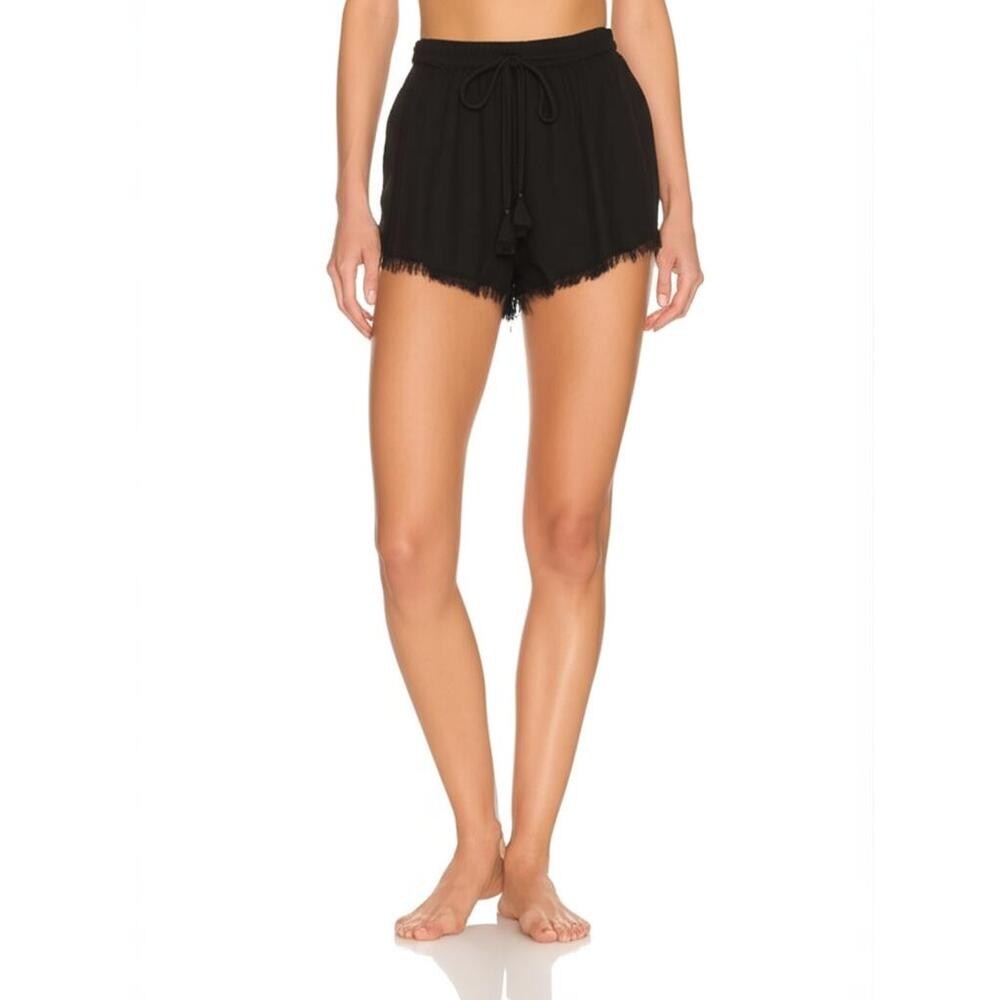 Rue Stiic Anthropologie Shorts Womens XS Black Bohemian Boho Tassel Tie Beachy - Picture 1 of 10